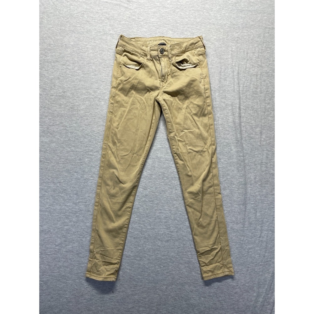 American Eagle Outfitters Ankle Pants Womens 2 Khaki Cotton Super Stretch Skinny